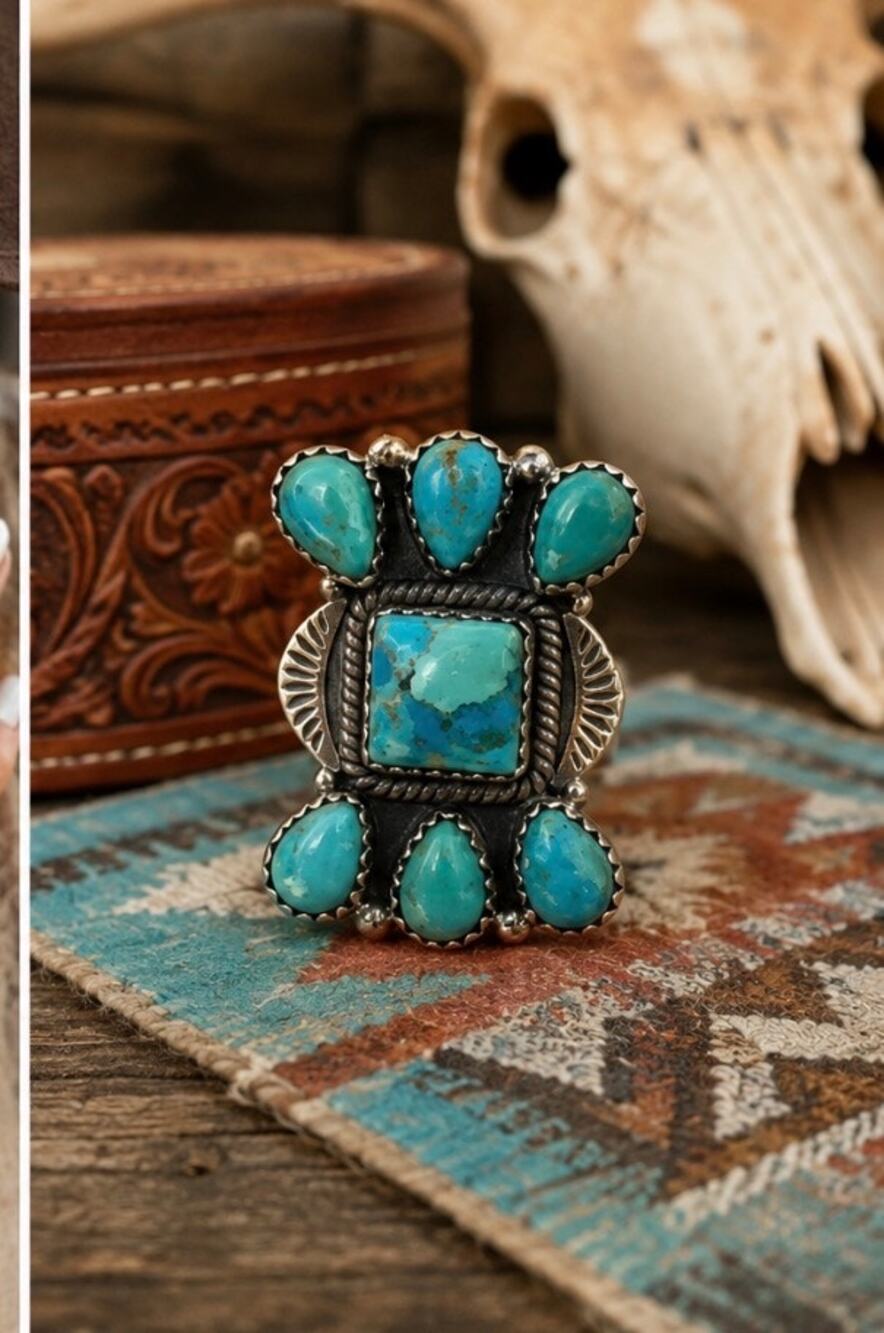 Kingman Mojave Turquoise Sterling Silver Southwestern-Inspired Ring